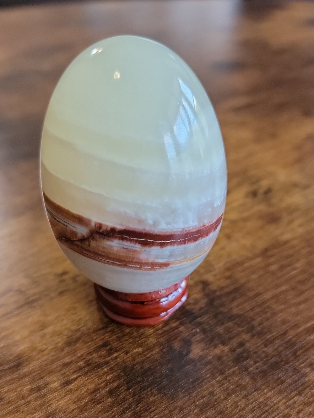 Polished Mexican Onyx Egg with Stand